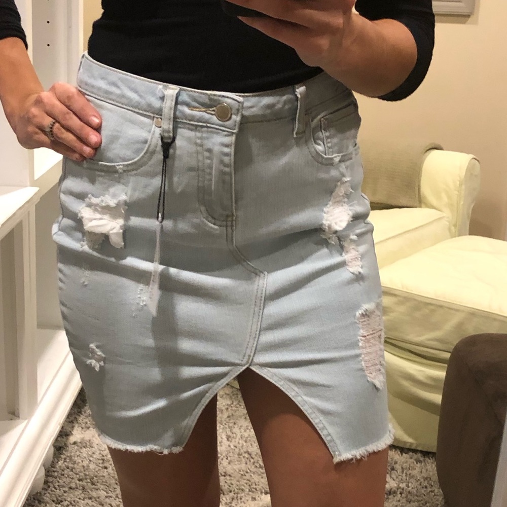 denim not-too-mini skirt